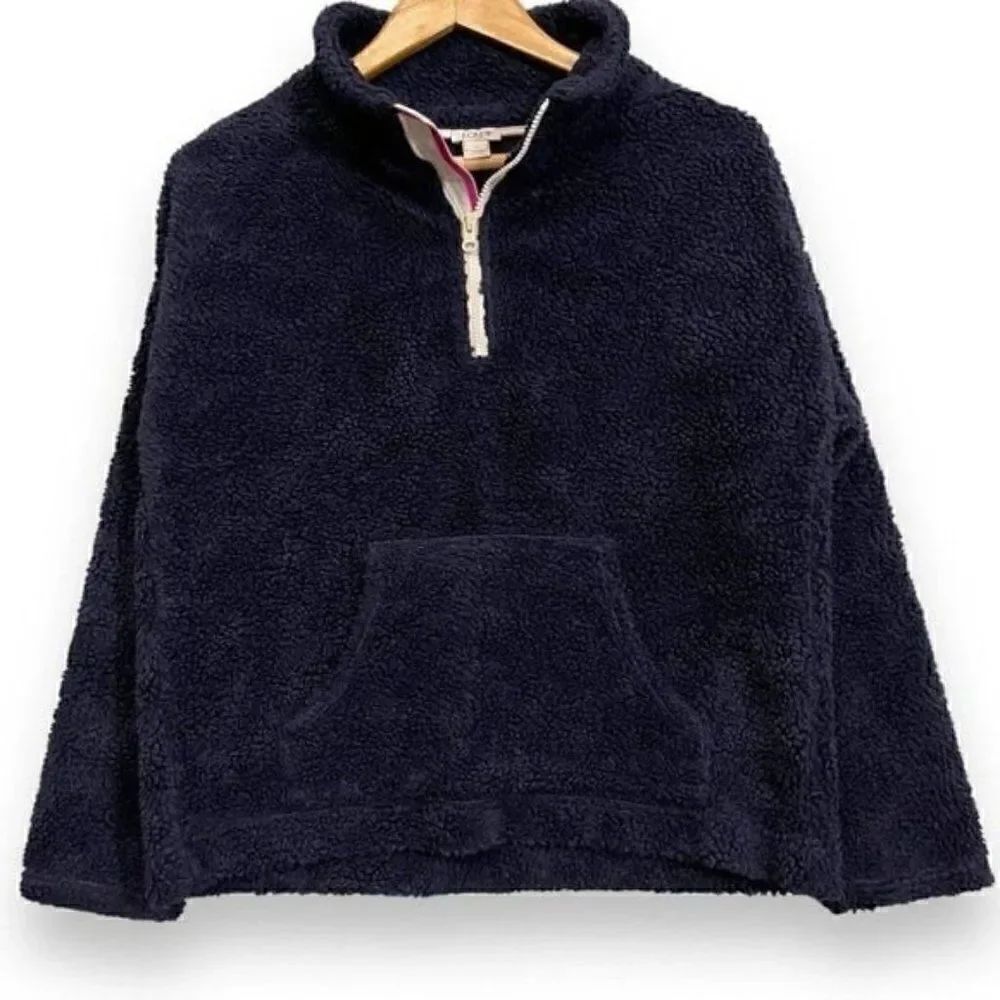 J. Crew Factory Sherpa Fleece Quarter Zip Pullover Sweater Jacket